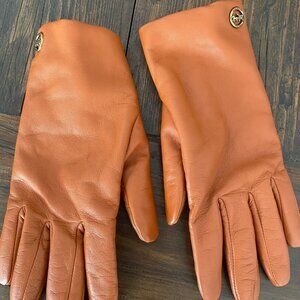 New Coach Leather and Wool Gloves, Sandstone